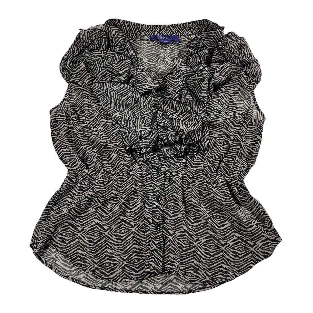 Miley Cyrus Max Azria XL Zebra Print Sheer Ruffle Top